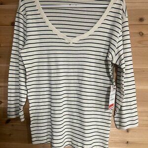 White And Navy Striped Shirt